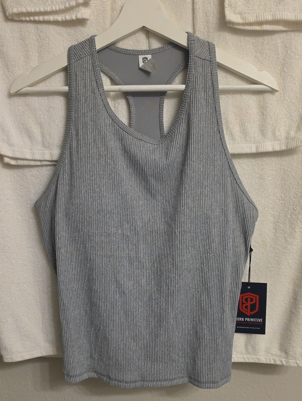 Born Primitive Light Gray Ribbed Racerback Tank